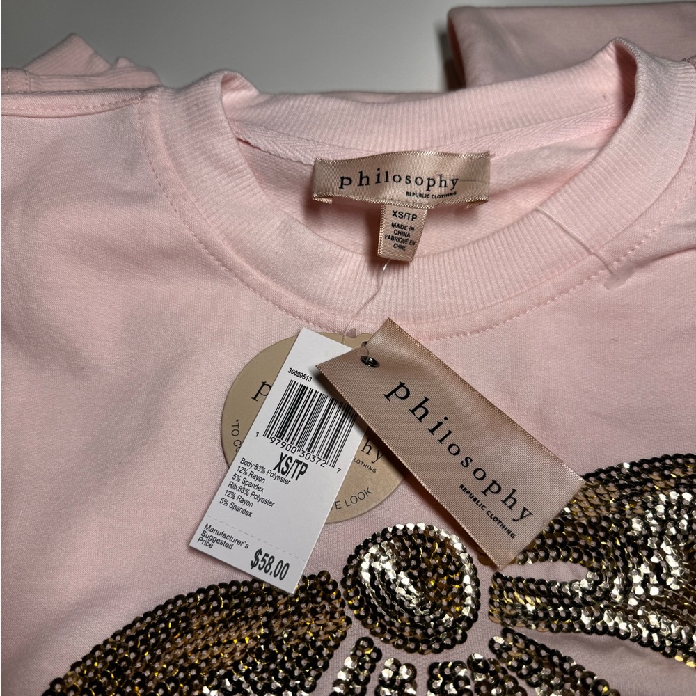 Philosophy Pink Sweatshirt with Rhinestone Bow - Picture 5 of 10